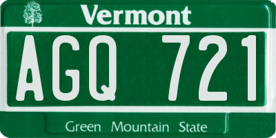 VT license plate AGQ721