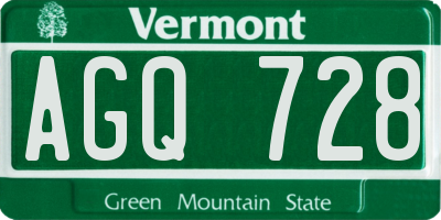 VT license plate AGQ728