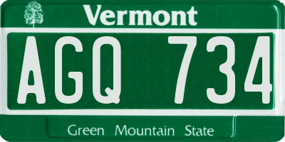 VT license plate AGQ734