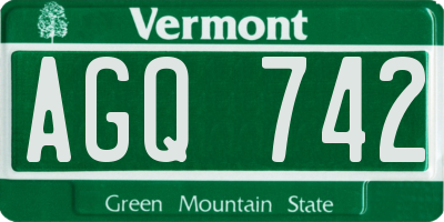 VT license plate AGQ742