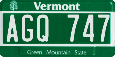 VT license plate AGQ747