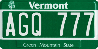 VT license plate AGQ777