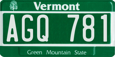 VT license plate AGQ781