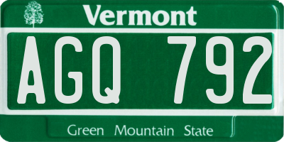 VT license plate AGQ792