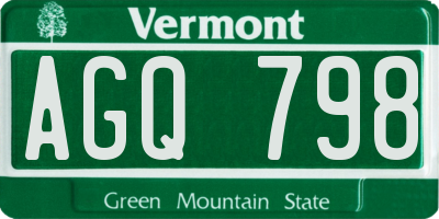 VT license plate AGQ798