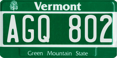 VT license plate AGQ802