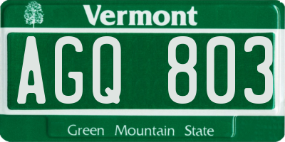 VT license plate AGQ803
