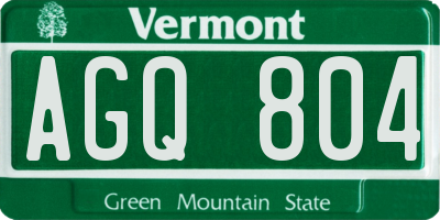 VT license plate AGQ804
