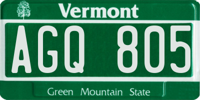 VT license plate AGQ805