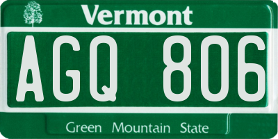 VT license plate AGQ806