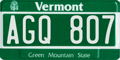 VT license plate AGQ807