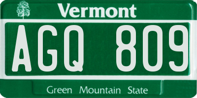 VT license plate AGQ809