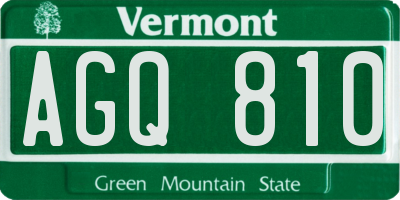 VT license plate AGQ810