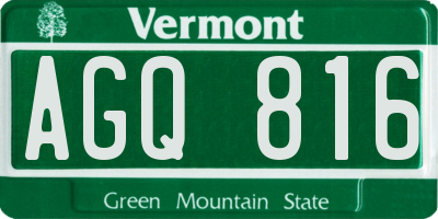 VT license plate AGQ816