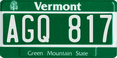 VT license plate AGQ817