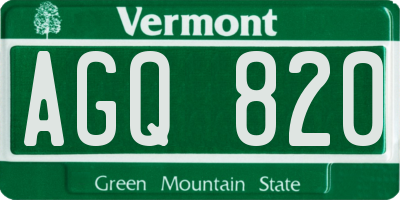 VT license plate AGQ820