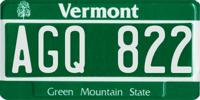 VT license plate AGQ822