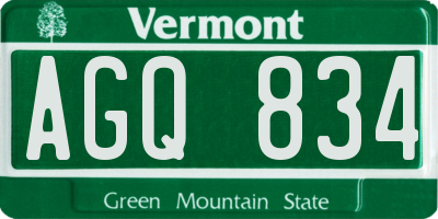 VT license plate AGQ834