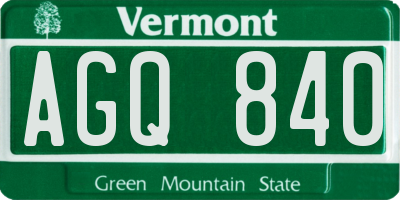 VT license plate AGQ840
