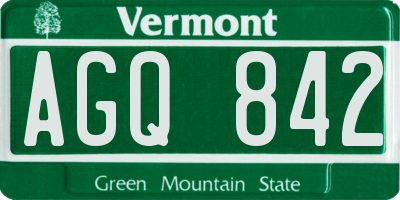 VT license plate AGQ842