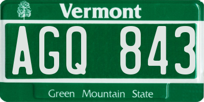 VT license plate AGQ843
