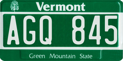 VT license plate AGQ845