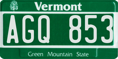 VT license plate AGQ853