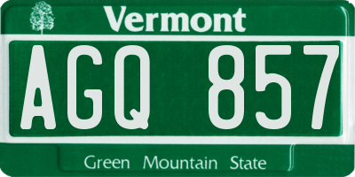 VT license plate AGQ857