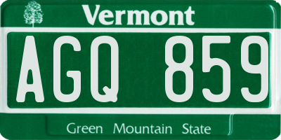VT license plate AGQ859