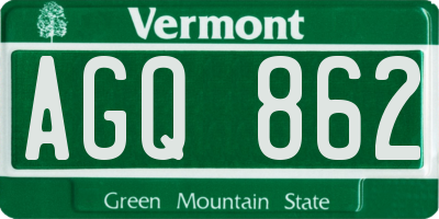 VT license plate AGQ862