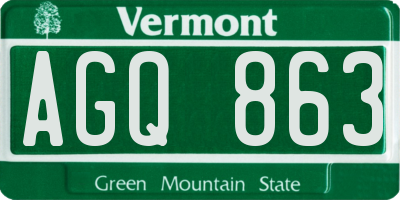 VT license plate AGQ863