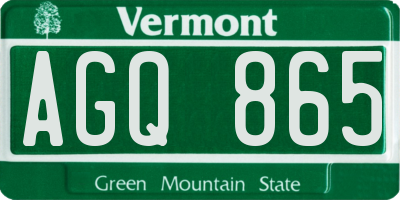 VT license plate AGQ865