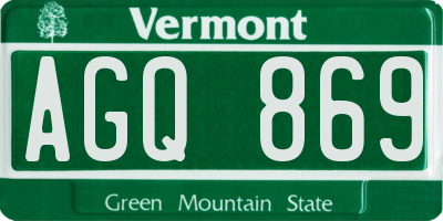 VT license plate AGQ869