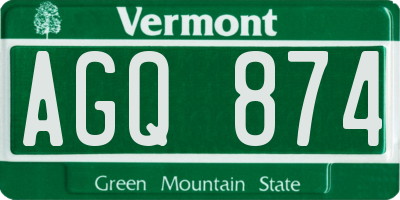 VT license plate AGQ874