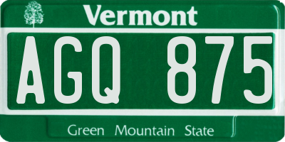VT license plate AGQ875
