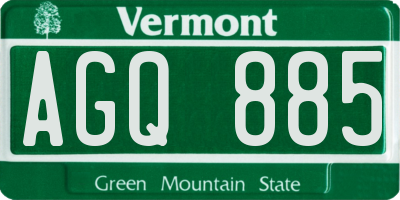 VT license plate AGQ885