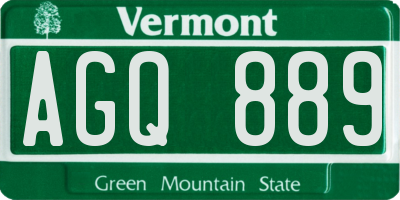 VT license plate AGQ889