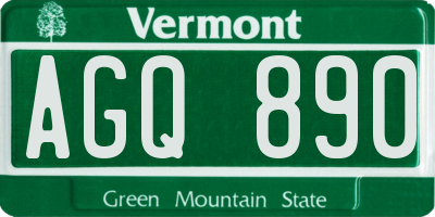 VT license plate AGQ890