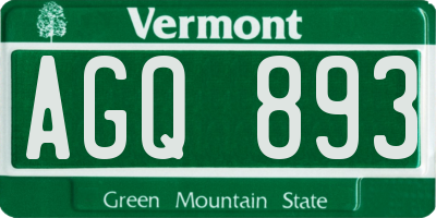 VT license plate AGQ893