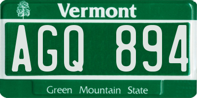 VT license plate AGQ894
