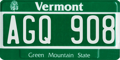 VT license plate AGQ908