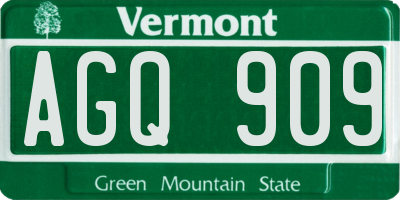 VT license plate AGQ909