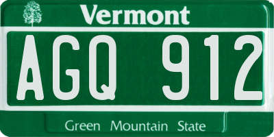 VT license plate AGQ912