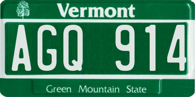 VT license plate AGQ914