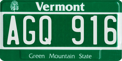 VT license plate AGQ916