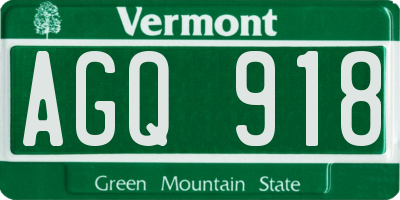 VT license plate AGQ918
