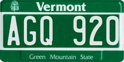 VT license plate AGQ920