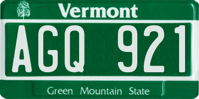 VT license plate AGQ921