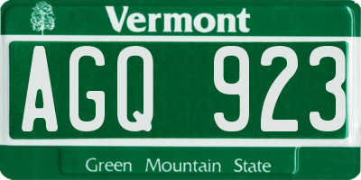 VT license plate AGQ923