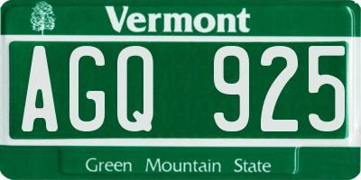 VT license plate AGQ925
